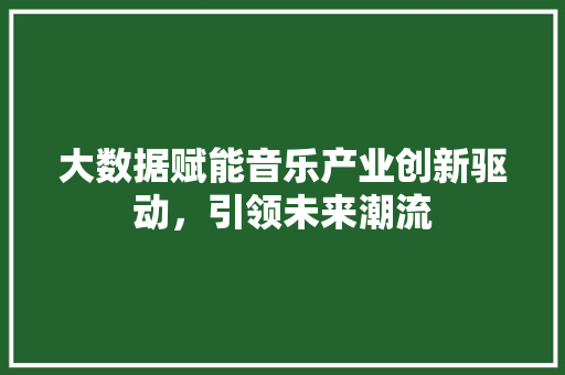 大数据赋能音乐产业创新驱动，引领未来潮流