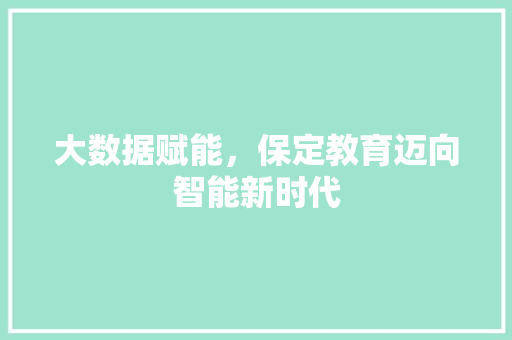 大数据赋能，保定教育迈向智能新时代