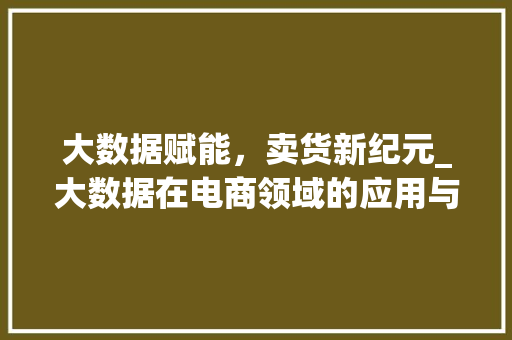 大数据赋能，卖货新纪元_大数据在电商领域的应用与价值
