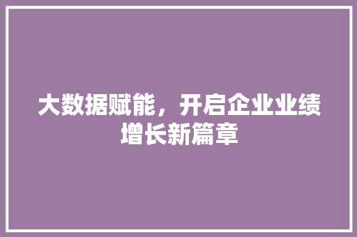 大数据赋能，开启企业业绩增长新篇章