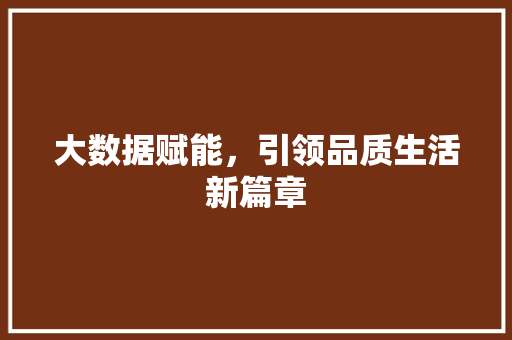 大数据赋能，引领品质生活新篇章
