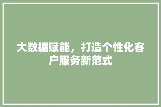 大数据赋能，打造个性化客户服务新范式