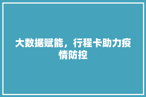 大数据赋能，行程卡助力疫情防控