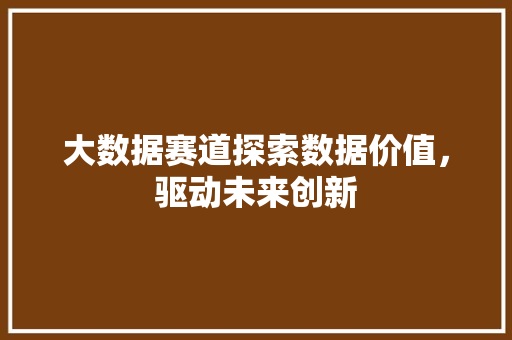 大数据赛道探索数据价值,驱动未来创新 编程语言 大数据赛道探索数据价值,驱动未来创新 编程语言