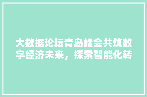 大数据论坛青岛峰会共筑数字经济未来，探索智能化转型的无限可能