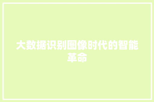 大数据识别图像时代的智能革命