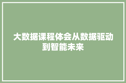 大数据课程体会从数据驱动到智能未来