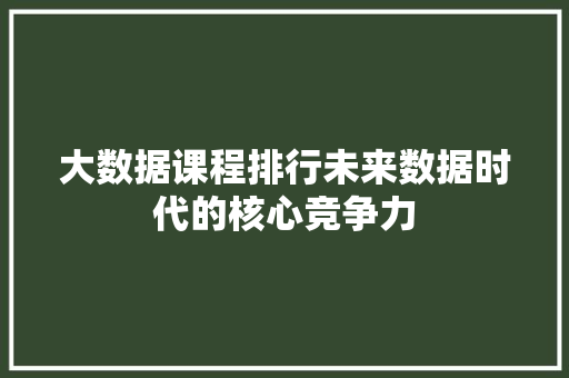 大数据课程排行未来数据时代的核心竞争力