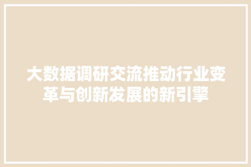 大数据调研交流推动行业变革与创新发展的新引擎