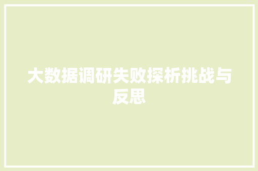大数据调研失败探析挑战与反思