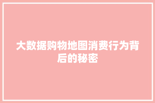 大数据购物地图消费行为背后的秘密