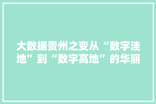 大数据贵州之变从“数字洼地”到“数字高地”的华丽转身