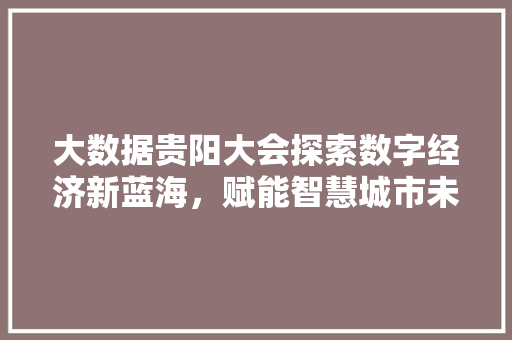 大数据贵阳大会探索数字经济新蓝海，赋能智慧城市未来
