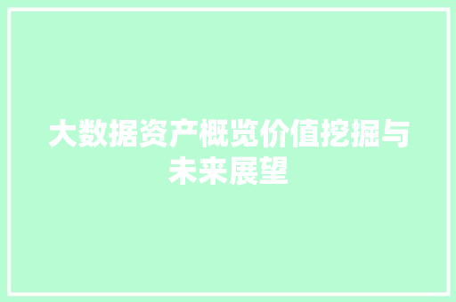 大数据资产概览价值挖掘与未来展望 编程语言