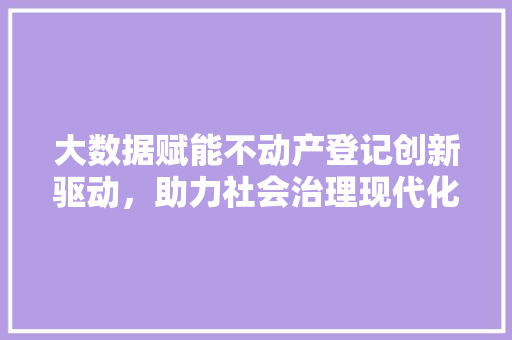 大数据赋能不动产登记创新驱动，助力社会治理现代化 编程语言