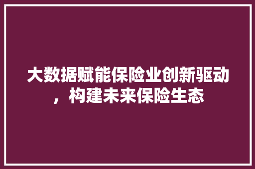 大数据赋能保险业创新驱动，构建未来保险生态 操作系统