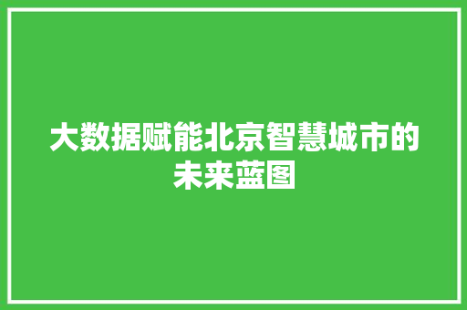大数据赋能北京智慧城市的未来蓝图 电脑配置 大数据赋能北京智慧城市的未来蓝图 电脑配置