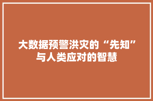 大数据预警洪灾的“先知”与人类应对的智慧