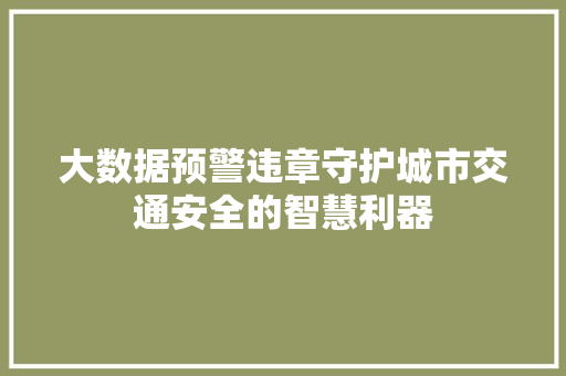 大数据预警违章守护城市交通安全的智慧利器