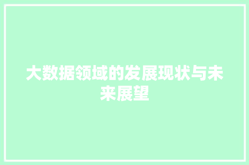 大数据领域的发展现状与未来展望