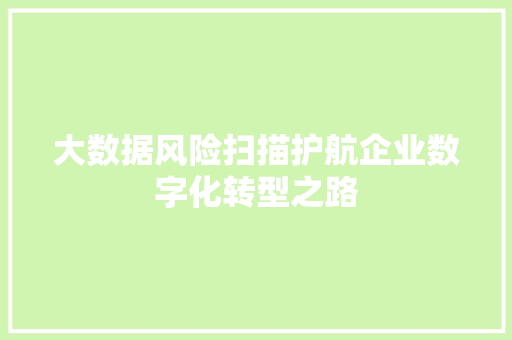 大数据风险扫描护航企业数字化转型之路