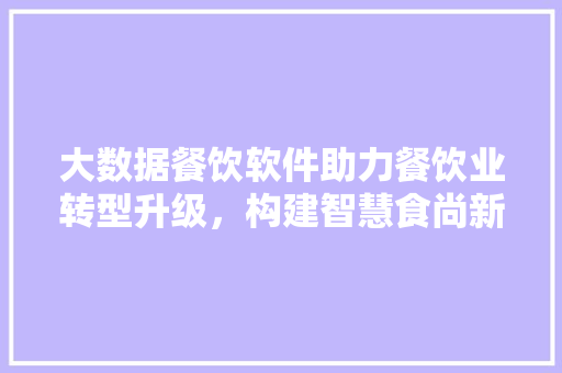 大数据餐饮软件助力餐饮业转型升级，构建智慧食尚新时代