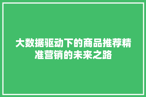 大数据驱动下的商品推荐精准营销的未来之路