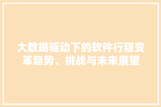 大数据驱动下的软件行程变革趋势、挑战与未来展望