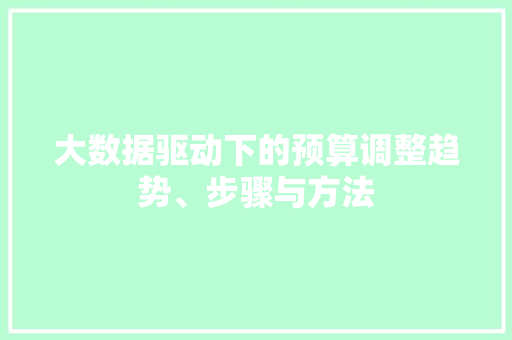 大数据驱动下的预算调整趋势、步骤与方法