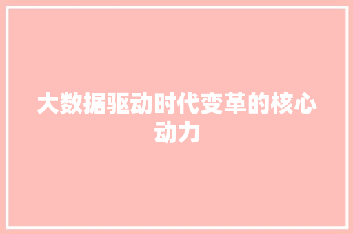 大数据驱动时代变革的核心动力 大数据驱动时代变革的核心动力