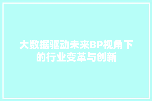 大数据驱动未来BP视角下的行业变革与创新 大数据驱动未来BP视角下的行业变革与创新