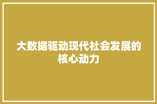 大数据驱动现代社会发展的核心动力 大数据驱动现代社会发展的核心动力