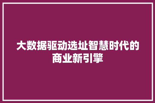 大数据驱动选址智慧时代的商业新引擎