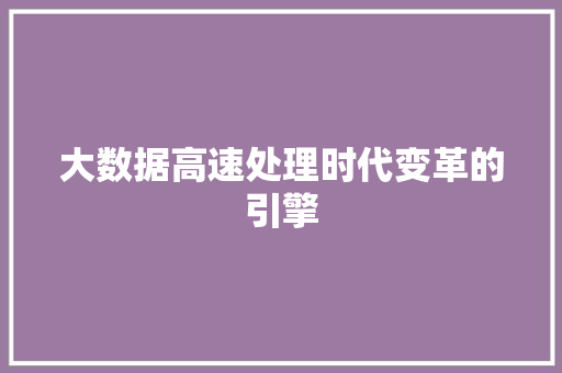 大数据高速处理时代变革的引擎
