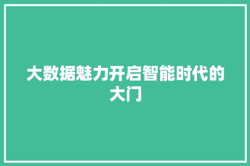 大数据魅力开启智能时代的大门