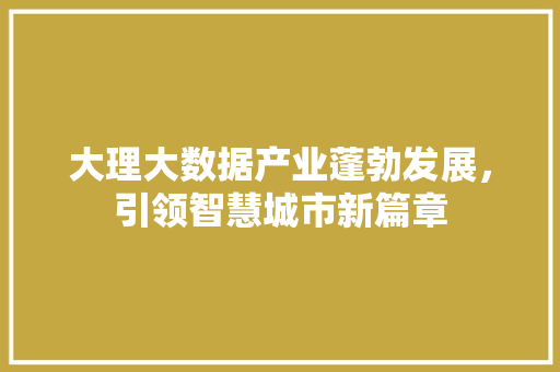 大理大数据产业蓬勃发展，引领智慧城市新篇章