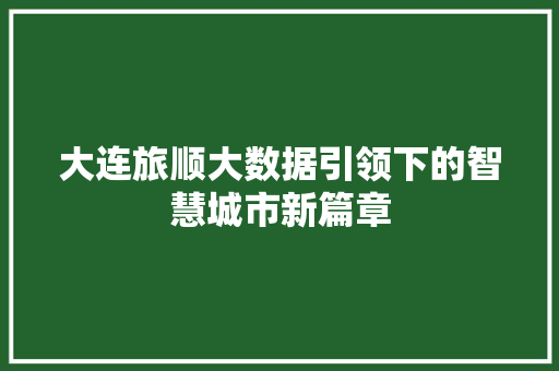 大连旅顺大数据引领下的智慧城市新篇章
