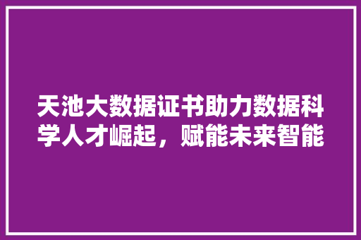 天池大数据证书助力数据科学人才崛起，赋能未来智能时代