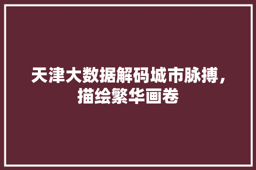天津大数据解码城市脉搏,描绘繁华画卷 天津大数据解码城市脉搏,描绘繁华画卷