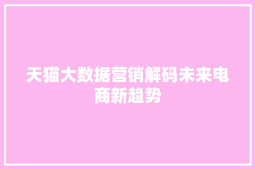 天猫大数据营销解码未来电商新趋势