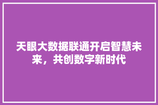 天眼大数据联通开启智慧未来，共创数字新时代