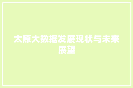 太原大数据发展现状与未来展望