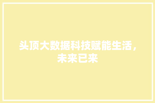 头顶大数据科技赋能生活，未来已来