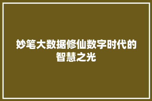 妙笔大数据修仙数字时代的智慧之光