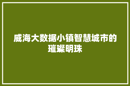 威海大数据小镇智慧城市的璀璨明珠