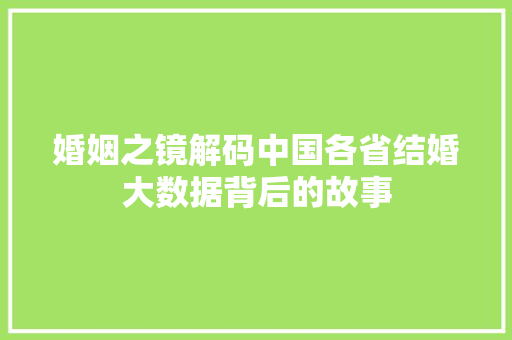 婚姻之镜解码中国各省结婚大数据背后的故事