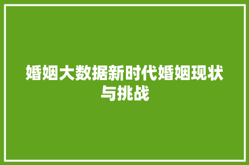 婚姻大数据新时代婚姻现状与挑战