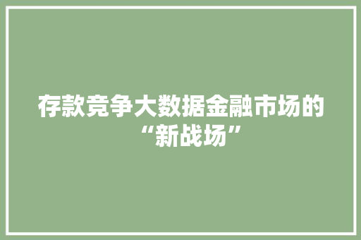 存款竞争大数据金融市场的“新战场”