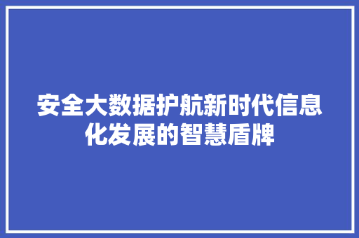 安全大数据护航新时代信息化发展的智慧盾牌