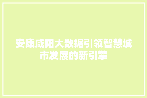 安康咸阳大数据引领智慧城市发展的新引擎